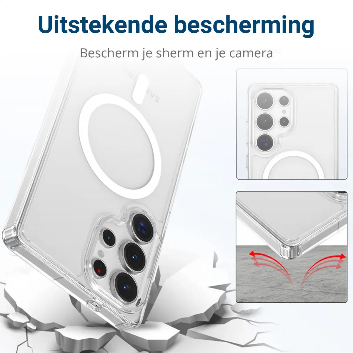 Samsung Galaxy S25 Ultra Hoesje Hard Back Cover met MagSafe / Qi2 Transparant afbeelding 3