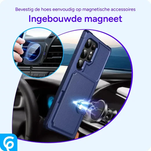 Samsung Galaxy S25 Ultra Hoesje 3-in-1 Pasjes Portemonnee Back Cover Blauw afbeelding 9