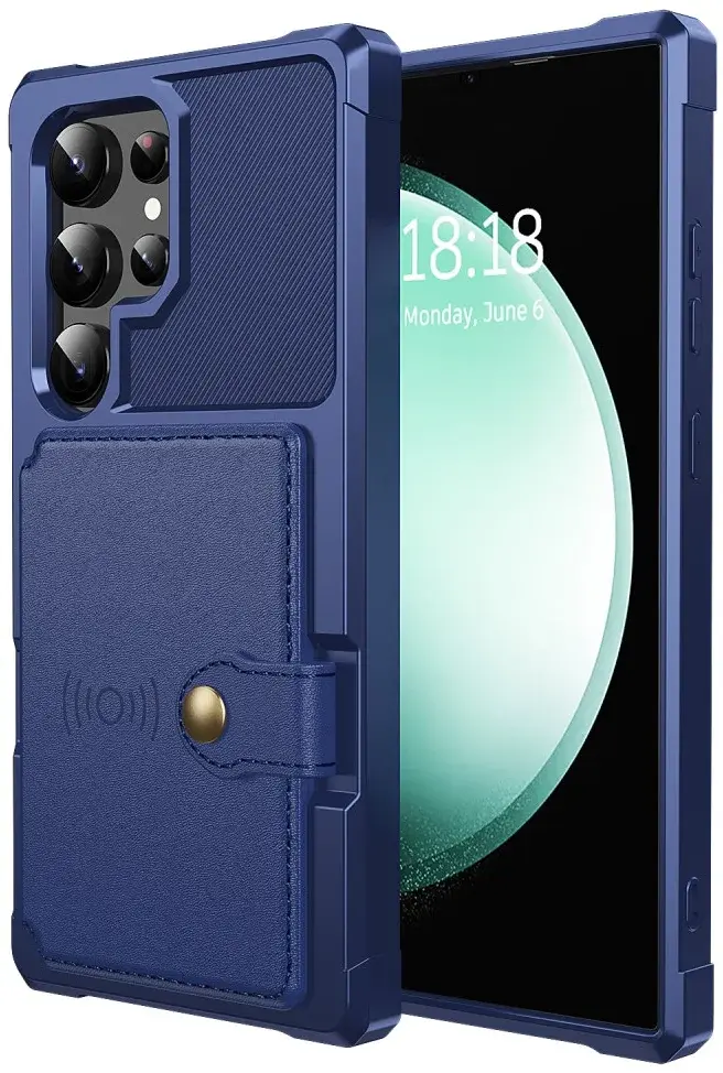 Samsung Galaxy S25 Ultra Hoesje 3-in-1 Pasjes Portemonnee Back Cover Blauw afbeelding 2