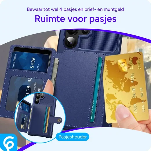 Samsung Galaxy S25 Ultra Hoesje 3-in-1 Pasjes Portemonnee Back Cover Blauw afbeelding 4