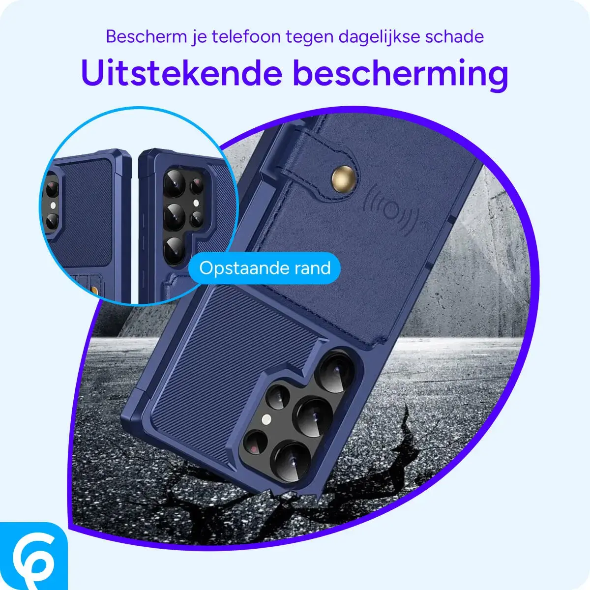 Samsung Galaxy S25 Ultra Hoesje 3-in-1 Pasjes Portemonnee Back Cover Blauw afbeelding 6