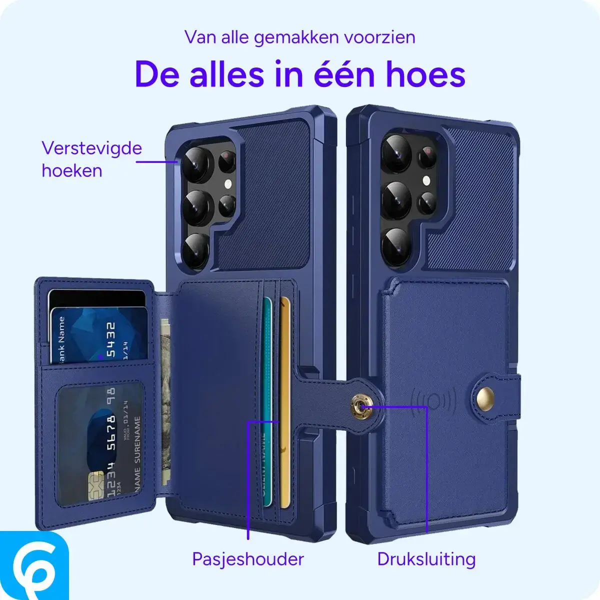 Samsung Galaxy S25 Ultra TPU Back Cover met Kunstleren Wallet Blauw afbeelding 8