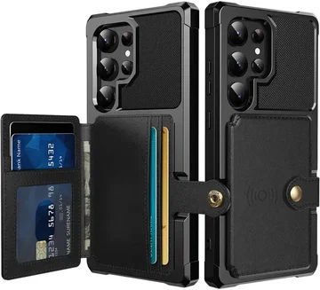 Samsung Galaxy S25 Ultra TPU Back Cover met Kunstleren Wallet Zwart