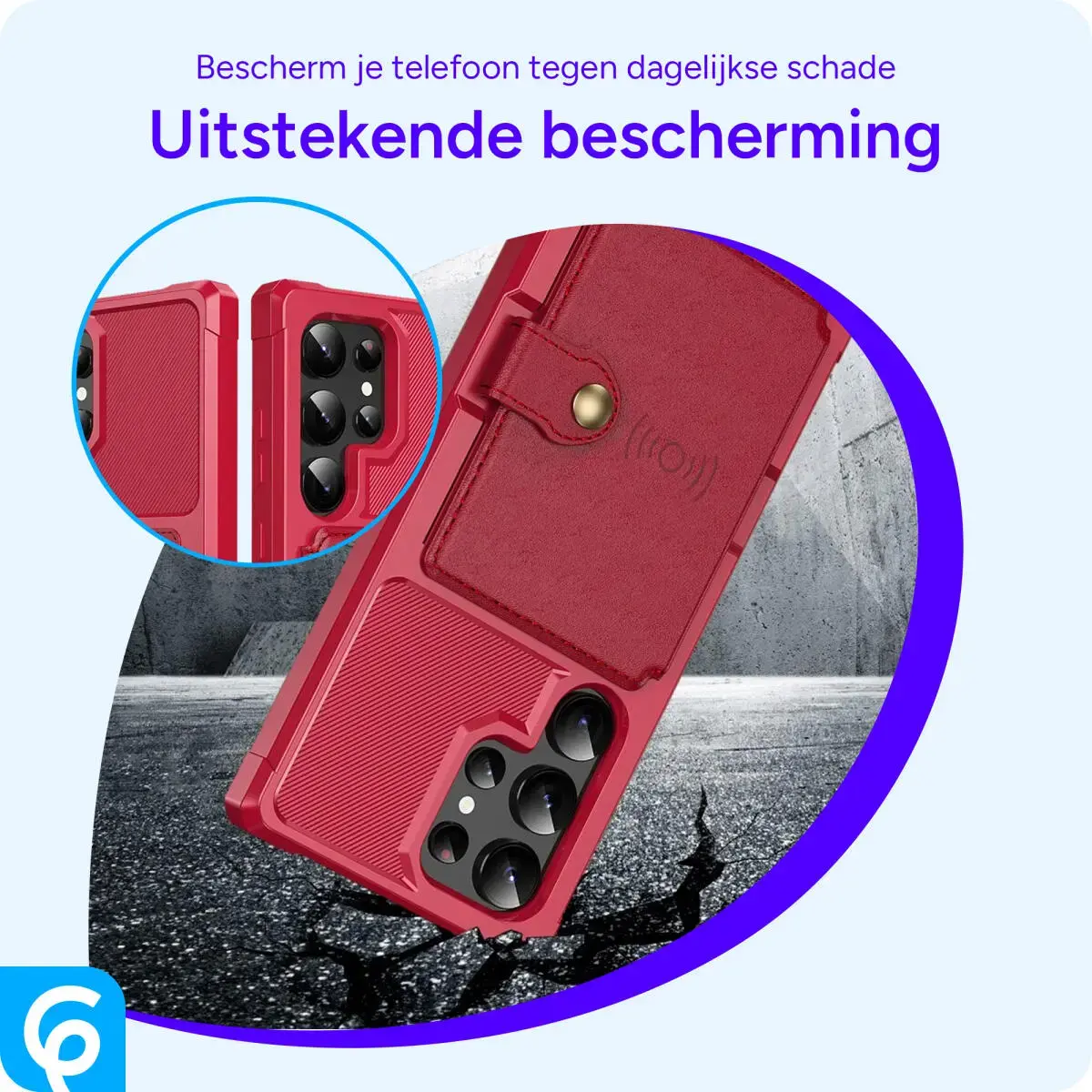 Samsung Galaxy S25 Ultra Hoesje 3-in-1 Pasjes Portemonnee Back Cover Rood afbeelding 5