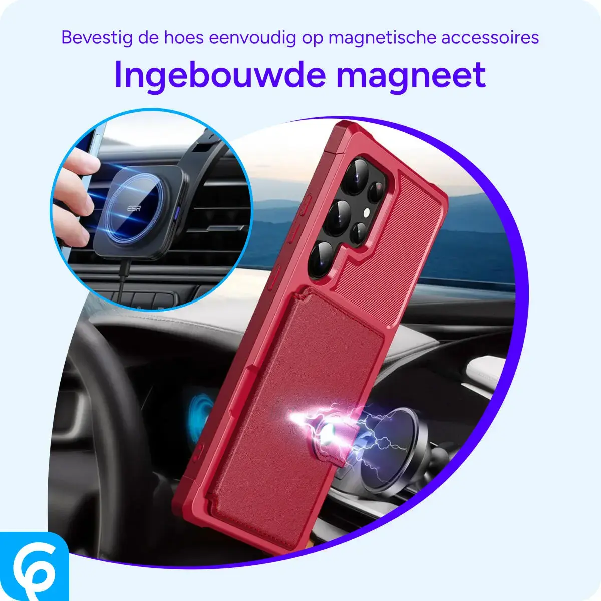 Samsung Galaxy S25 Ultra Hoesje 3-in-1 Pasjes Portemonnee Back Cover Rood afbeelding 9
