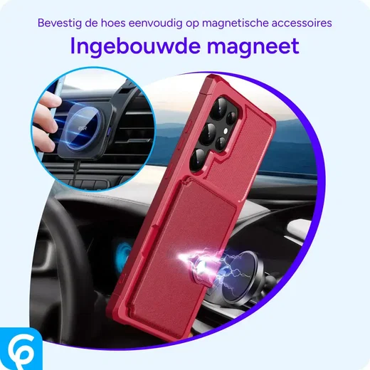 Samsung Galaxy S25 Ultra Hoesje 3-in-1 Pasjes Portemonnee Back Cover Rood afbeelding 9