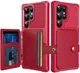 Samsung Galaxy S25 Ultra TPU Back Cover met Kunstleren Wallet Rood