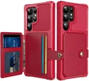 Samsung Galaxy S25 Ultra TPU Back Cover met Kunstleren Wallet Rood