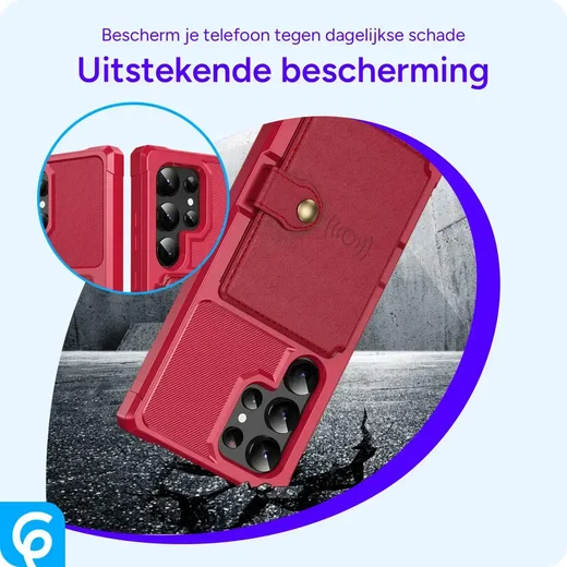 Samsung Galaxy S25 Ultra TPU Back Cover met Kunstleren Wallet Rood afbeelding 2