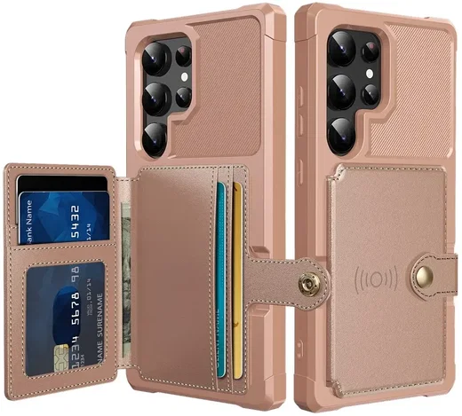Samsung Galaxy S25 Ultra Hoesje 3-in-1 Pasjes Portemonnee Back Cover Roze afbeelding 1