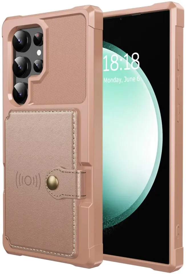 Samsung Galaxy S25 Ultra Hoesje 3-in-1 Pasjes Portemonnee Back Cover Roze afbeelding 2