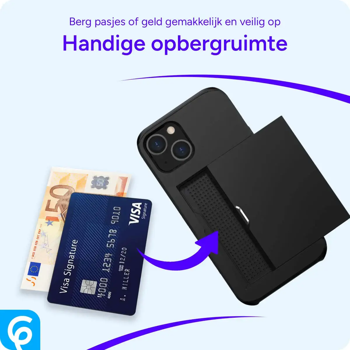 Samsung Galaxy S25 Ultra Hoesje met Slider Kaarthouder Back Cover Zwart afbeelding 7