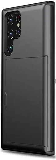 Samsung Galaxy S25 Ultra Hoesje met Slider Kaarthouder Back Cover Zwart afbeelding 2