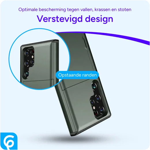 Samsung Galaxy S25 Ultra Hoesje met Slider Kaarthouder Back Cover Groen afbeelding 4
