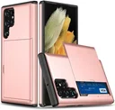 Samsung Galaxy S25 Ultra Hoesje met Slider Kaarthouder Back Cover Roze