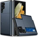Samsung Galaxy S25 Ultra Hoesje met Slider Kaarthouder Back Cover Blauw