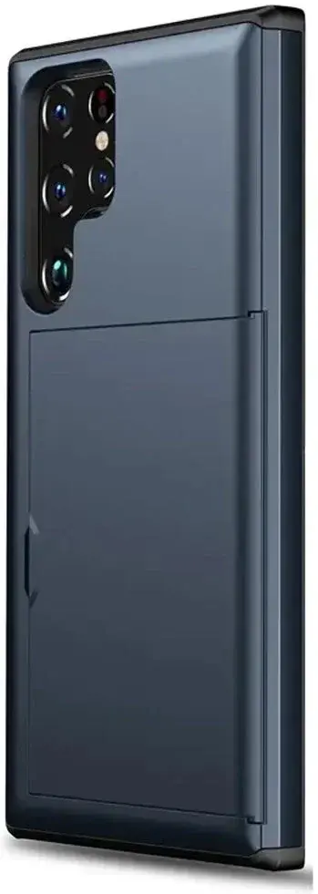Samsung Galaxy S25 Ultra Hoesje met Slider Kaarthouder Back Cover Blauw afbeelding 2