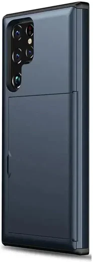 Samsung Galaxy S25 Ultra Hoesje met Slider Kaarthouder Back Cover Blauw afbeelding 2