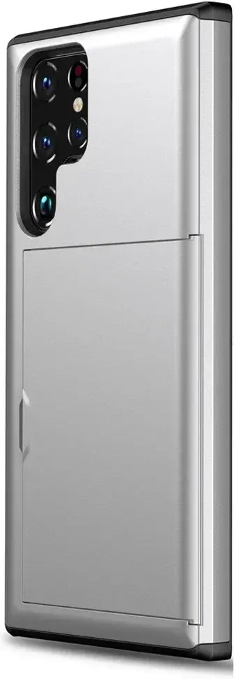 Samsung Galaxy S25 Ultra Hoesje met Slider Kaarthouder Back Cover Grijs afbeelding 2