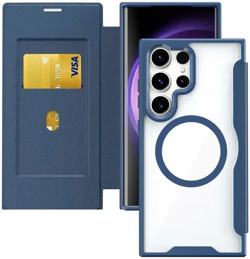 Samsung Galaxy S25 Ultra Hoesje met MagSafe / Qi2 Book Case Blauw afbeelding 1