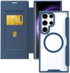 Samsung Galaxy S25 Ultra Hoesje met MagSafe / Qi2 Book Case Blauw afbeelding