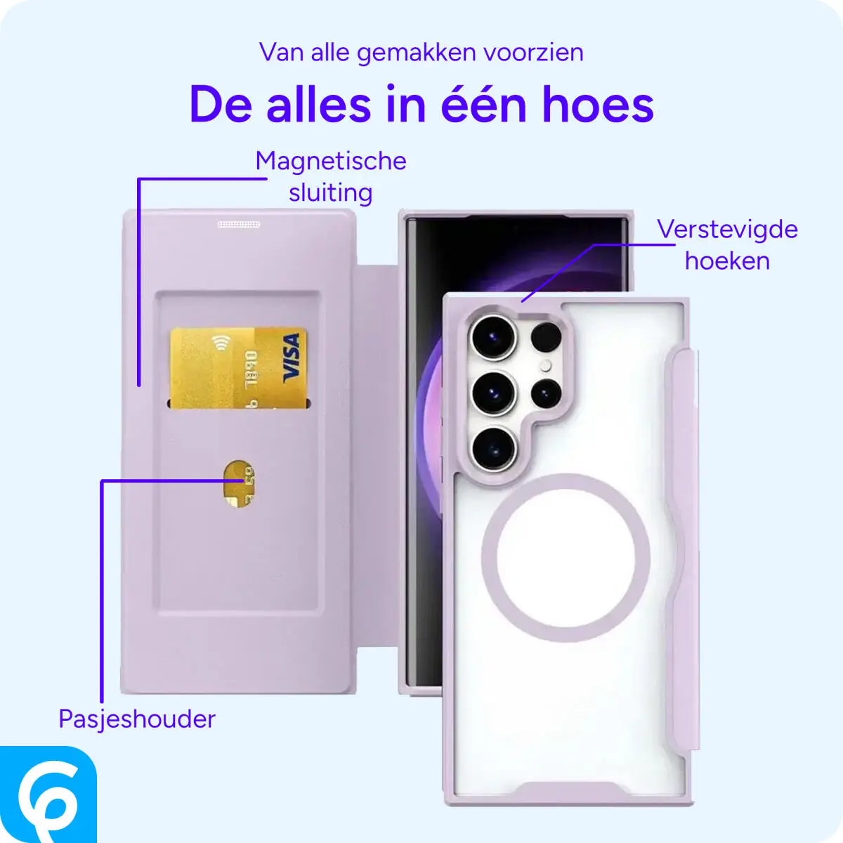 Samsung Galaxy S25 Ultra Hoesje met MagSafe / Qi2 Book Case Paars afbeelding 2