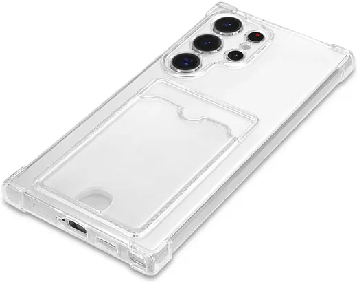 Samsung Galaxy S24 Ultra Hoesje Dun TPU met Pasjeshouder Back Cover Transparant afbeelding 3