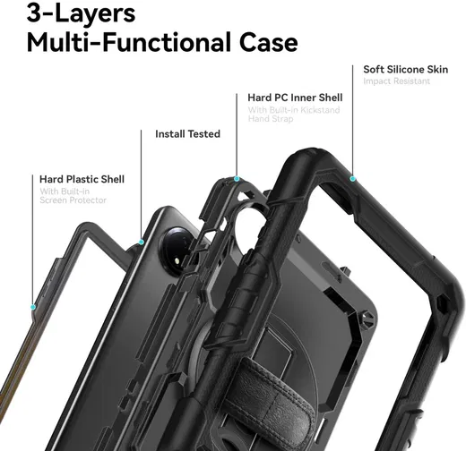 Xiaomi Redmi Pad SE 8.7 Hoes met Screen Protector en Handriem Zwart afbeelding 7