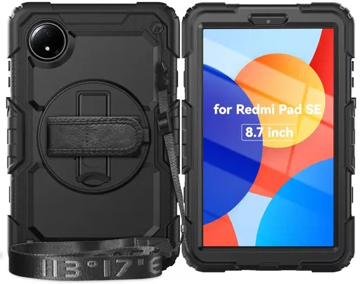 Xiaomi Redmi Pad SE 8.7 Hoes met Screen Protector en Handriem Zwart afbeelding 9