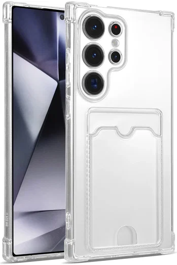 Samsung Galaxy S25 Ultra Hoesje Dun TPU met Pasjeshouder Back Cover Transparant afbeelding 1