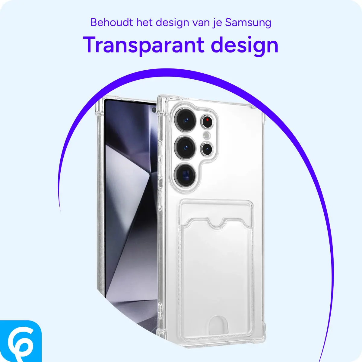 Samsung Galaxy S25 Ultra Hoesje Dun TPU met Pasjeshouder Back Cover Transparant afbeelding 2