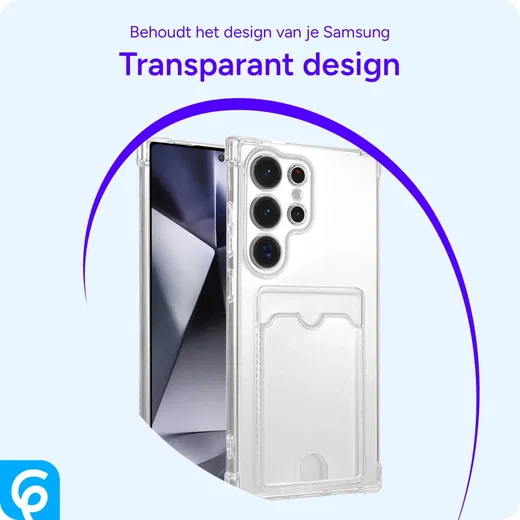 Samsung Galaxy S25 Ultra Hoesje Dun TPU met Pasjeshouder Back Cover Transparant afbeelding 2