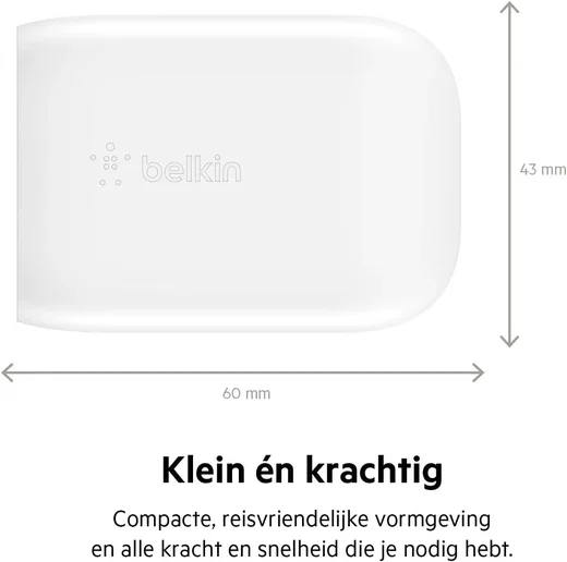 Belkin BoostCharge 30W PD/PPS Single Wall Charger USB-C Adapter Wit afbeelding 7