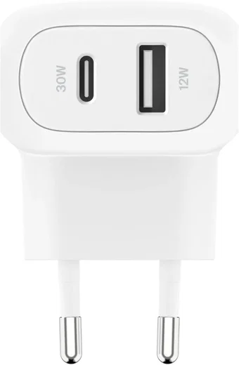 Belkin BoostCharge 42W PD/PPS Dual Wall Charger USB-A/USB-C Adapter Wit afbeelding 3
