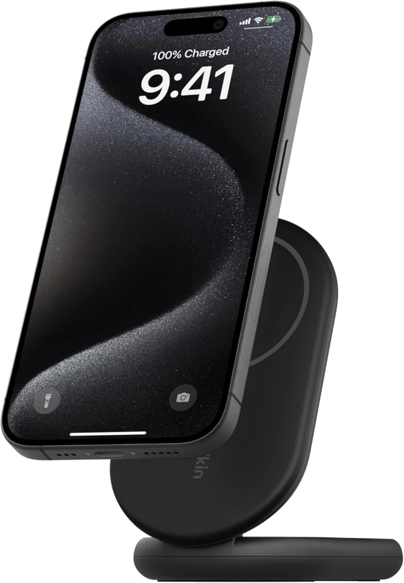 Belkin BoostCharge 15W Qi2 Magnetic Stand Magnetische Draadloze Oplader Zwart afbeelding 1