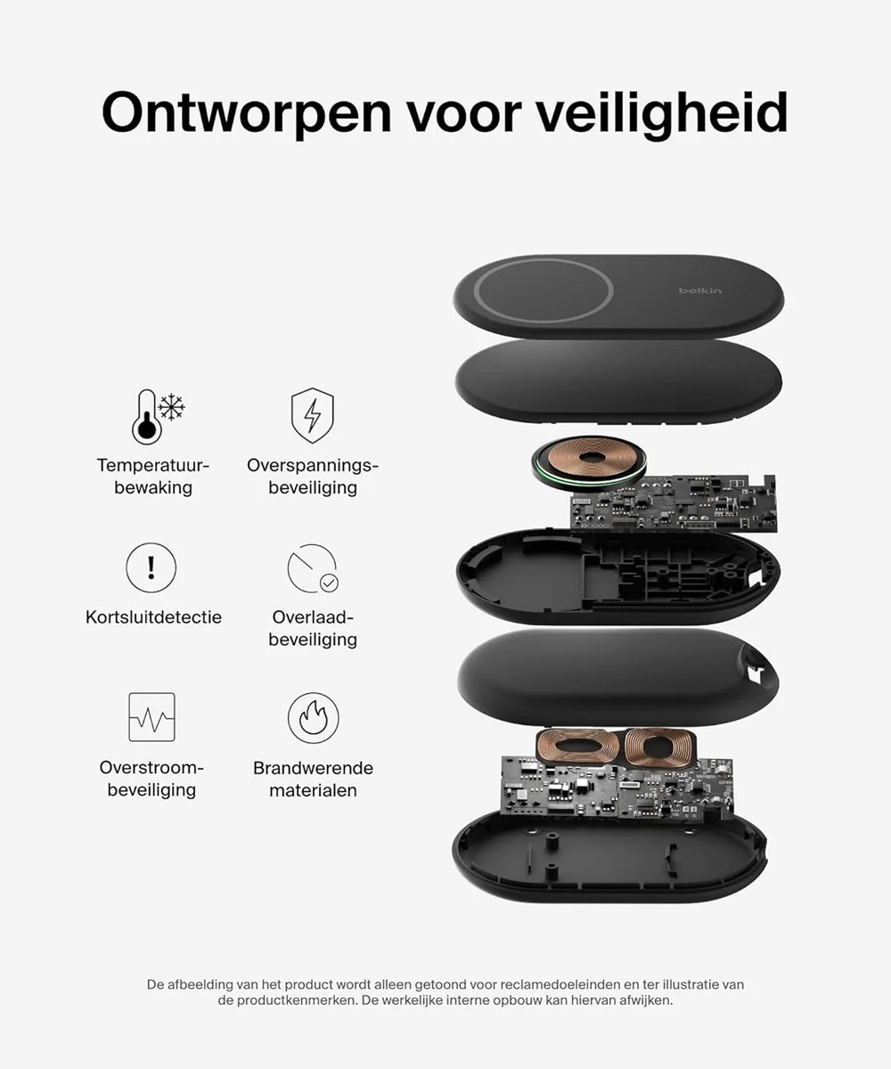 Belkin BoostCharge 15W Qi2 Magnetic Stand Magnetische Draadloze Oplader Zwart afbeelding 4