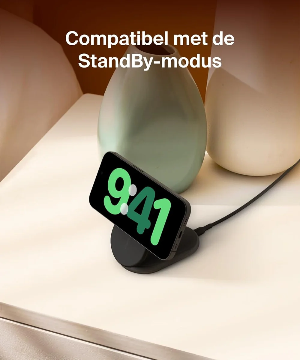 Belkin BoostCharge 15W Qi2 Magnetic Stand Magnetische Draadloze Oplader Zwart afbeelding 5