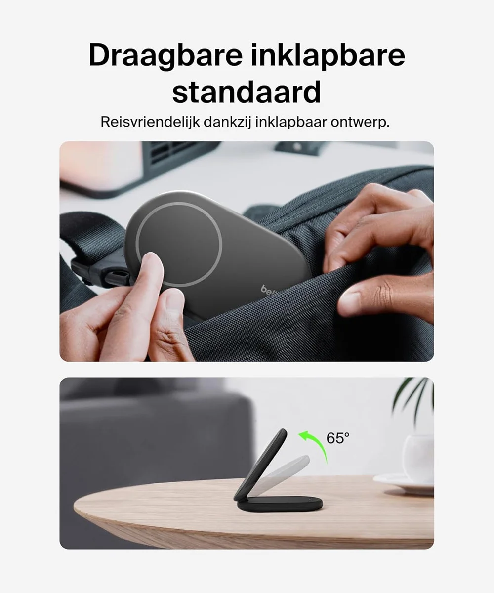 Belkin BoostCharge 15W Qi2 Magnetic Stand Magnetische Draadloze Oplader Zwart afbeelding 6