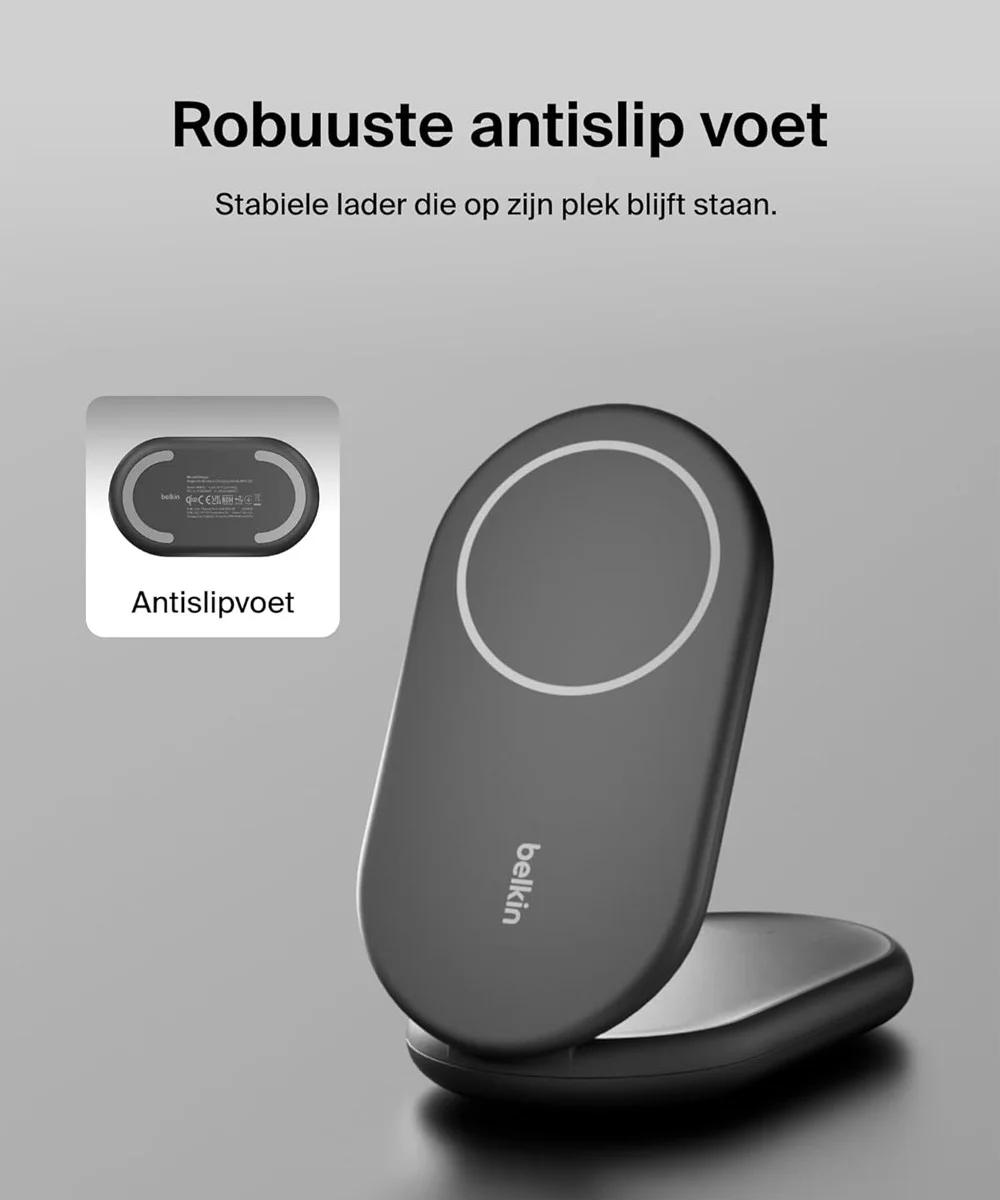 Belkin BoostCharge 15W Qi2 Magnetic Stand Magnetische Draadloze Oplader Zwart afbeelding 7