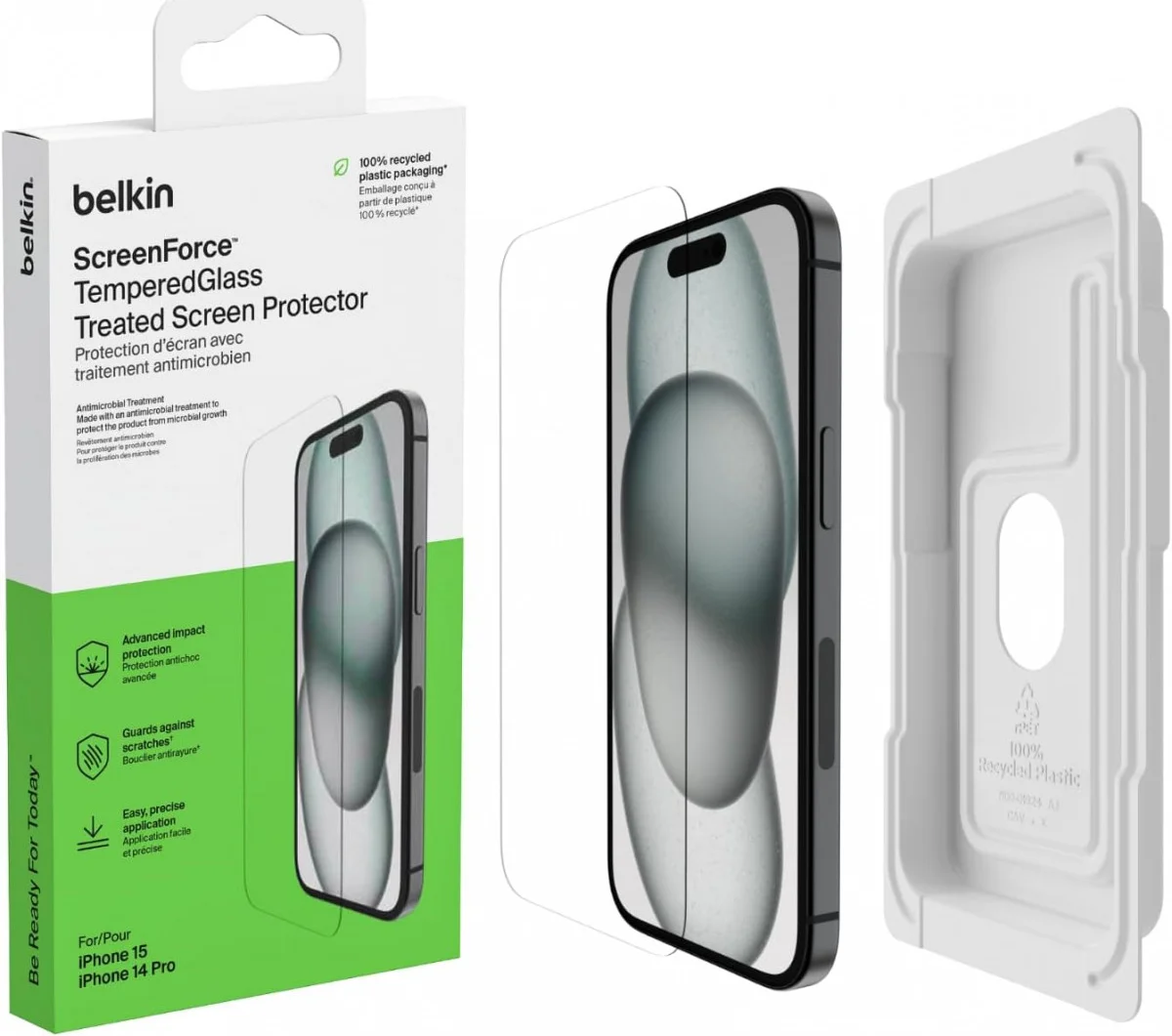 Belkin ScreenForce iPhone 16/15/14 Pro Screen Protector Tempered Glass afbeelding 13