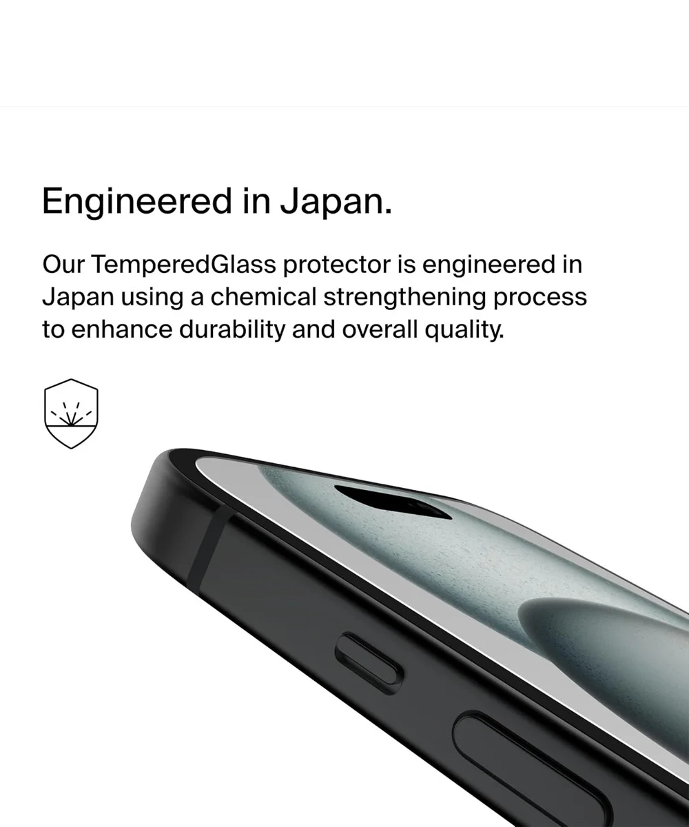 Belkin ScreenForce iPhone 16/15/14 Pro Screen Protector Tempered Glass afbeelding 8