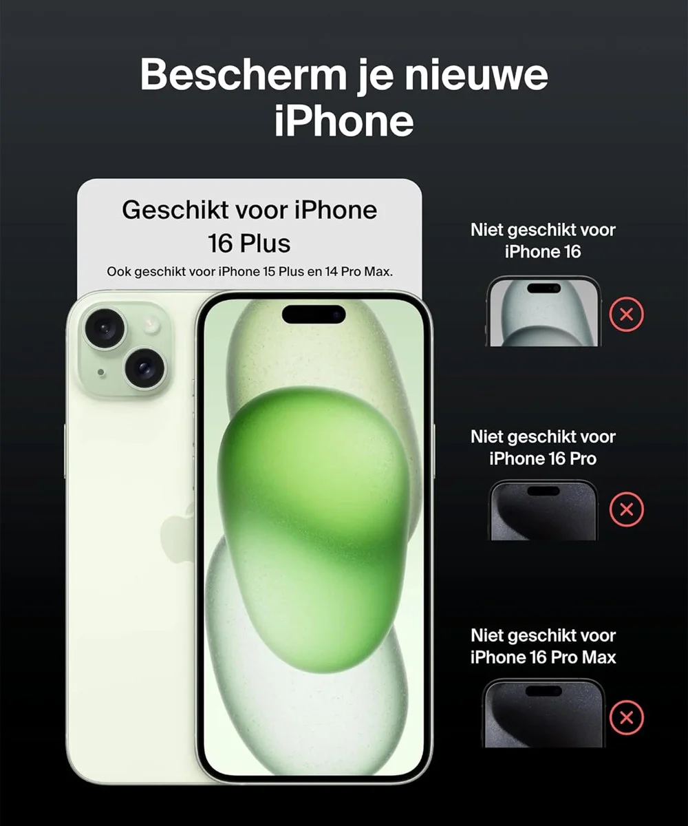 Belkin ScreenForce iPhone 16/15 Plus/14 Pro Max Screen Protector Glass afbeelding 8