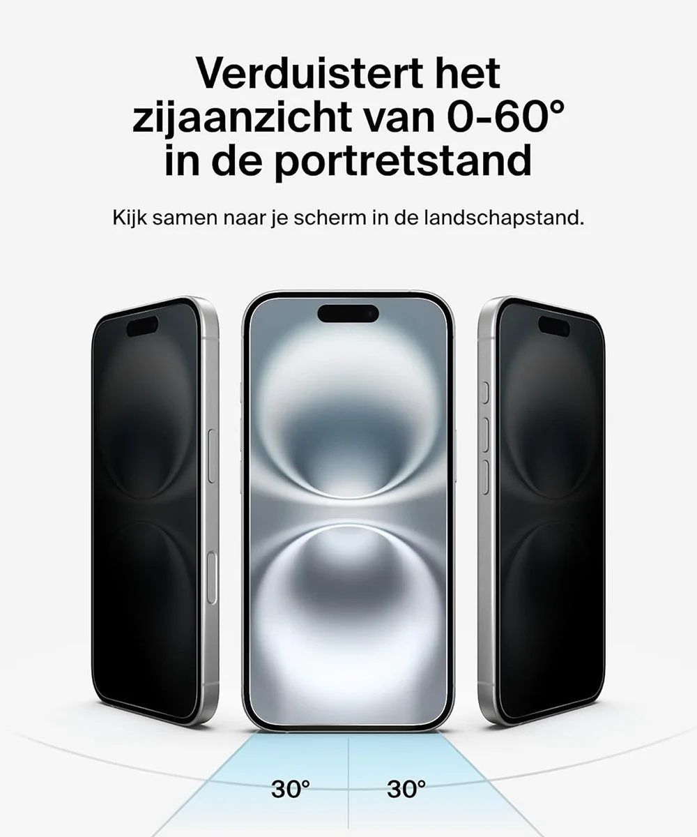 Belkin ScreenForce InvisiGlass iPhone 16/15/14 Pro Screen Protector Privacy afbeelding 4