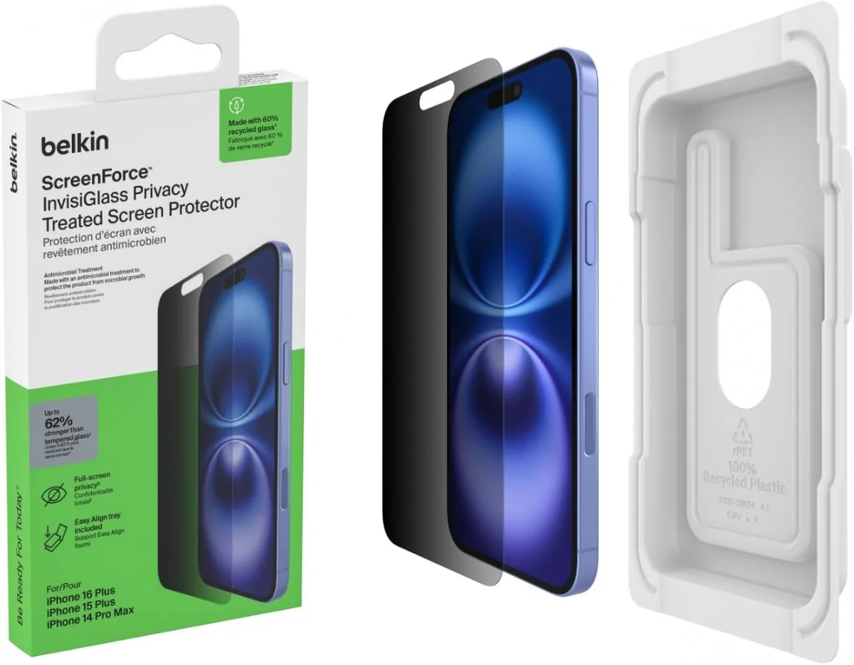 Belkin ScreenForce InvisiGlass iPhone 16/15 Plus/14 Pro Max Privacy Glass afbeelding 11