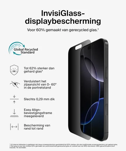 Belkin ScreenForce InvisiGlass iPhone 16 Pro Max Screenprotector Privacy afbeelding 3