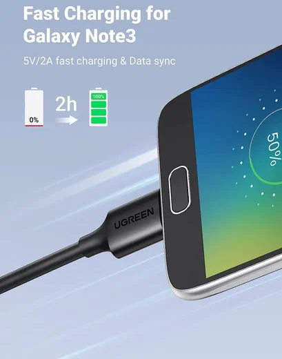 UGREEN USB naar Micro B Data en Laadkabel 10W 5Gbps 0.5M Zwart afbeelding 6