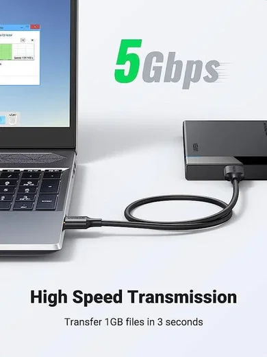 UGREEN USB naar Micro USB  B Data en Laadkabel 10W 5Gbps 1M Zwart afbeelding 3