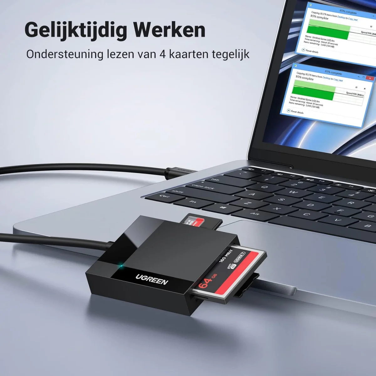 UGREEN 4-in-1 USB 3.0 SD Kaartlezer Micro SD/TF/MS/CF 5Gbps Zwart afbeelding 4