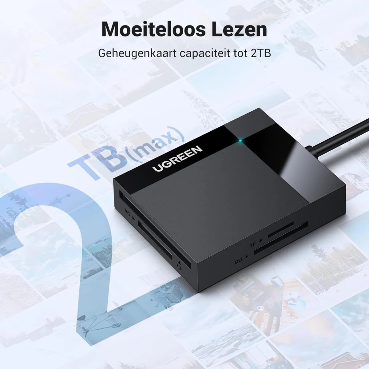 UGREEN 4-in-1 USB 3.0 SD Kaartlezer Micro SD/TF/MS/CF 5Gbps Zwart afbeelding 6