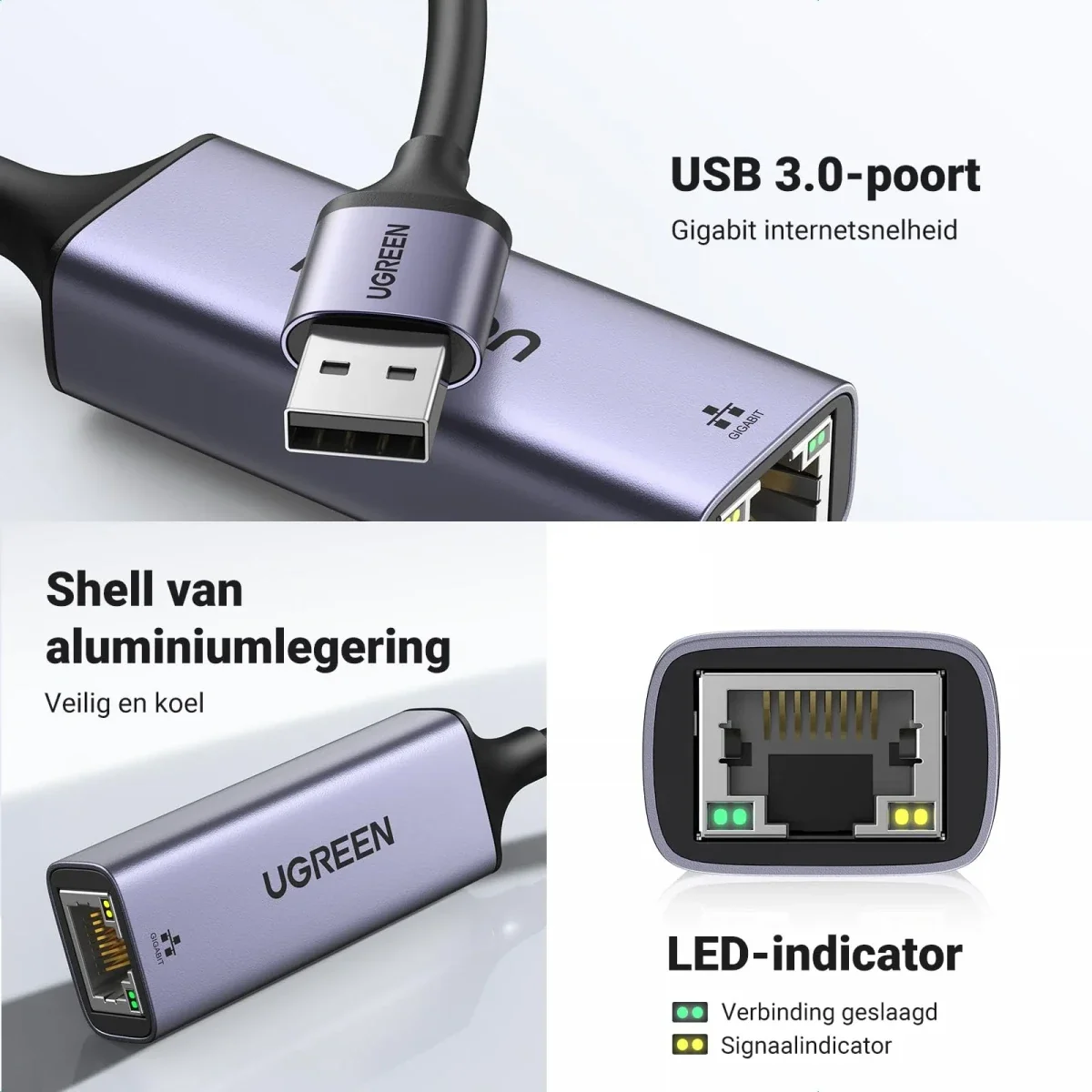 UGREEN USB 3.0 naar RJ45 Ethernet Netwerk Adapter 1000Mbps Gigabit afbeelding 7